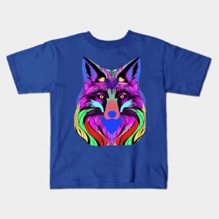 COLOURFUL FOX HEAD Kids T-Shirt